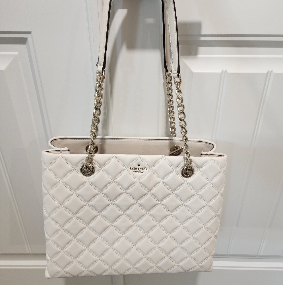 Kate Spade Woman's Carey Quilted Leather Tote Bag Chain Shoulder